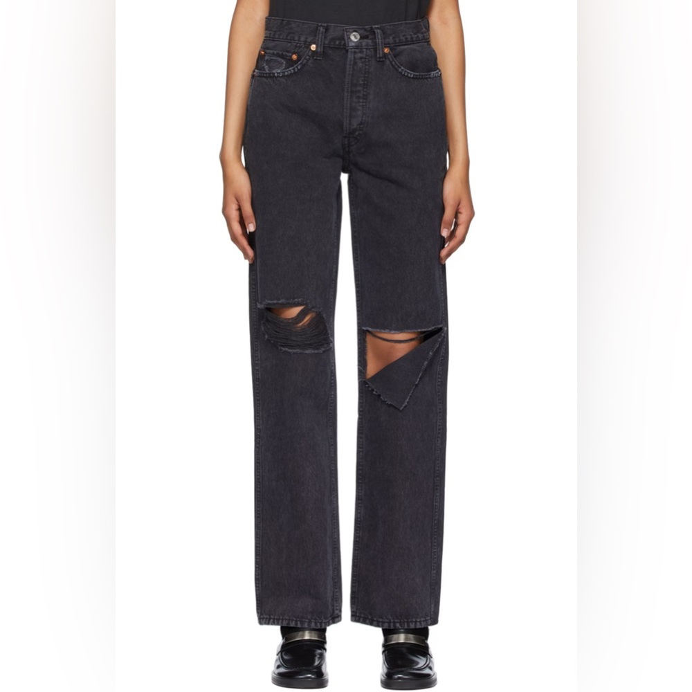 Re/Done High Rise Black Distressed Jeans